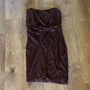 Windsor Strapless Sequin Dress - Deep Brown